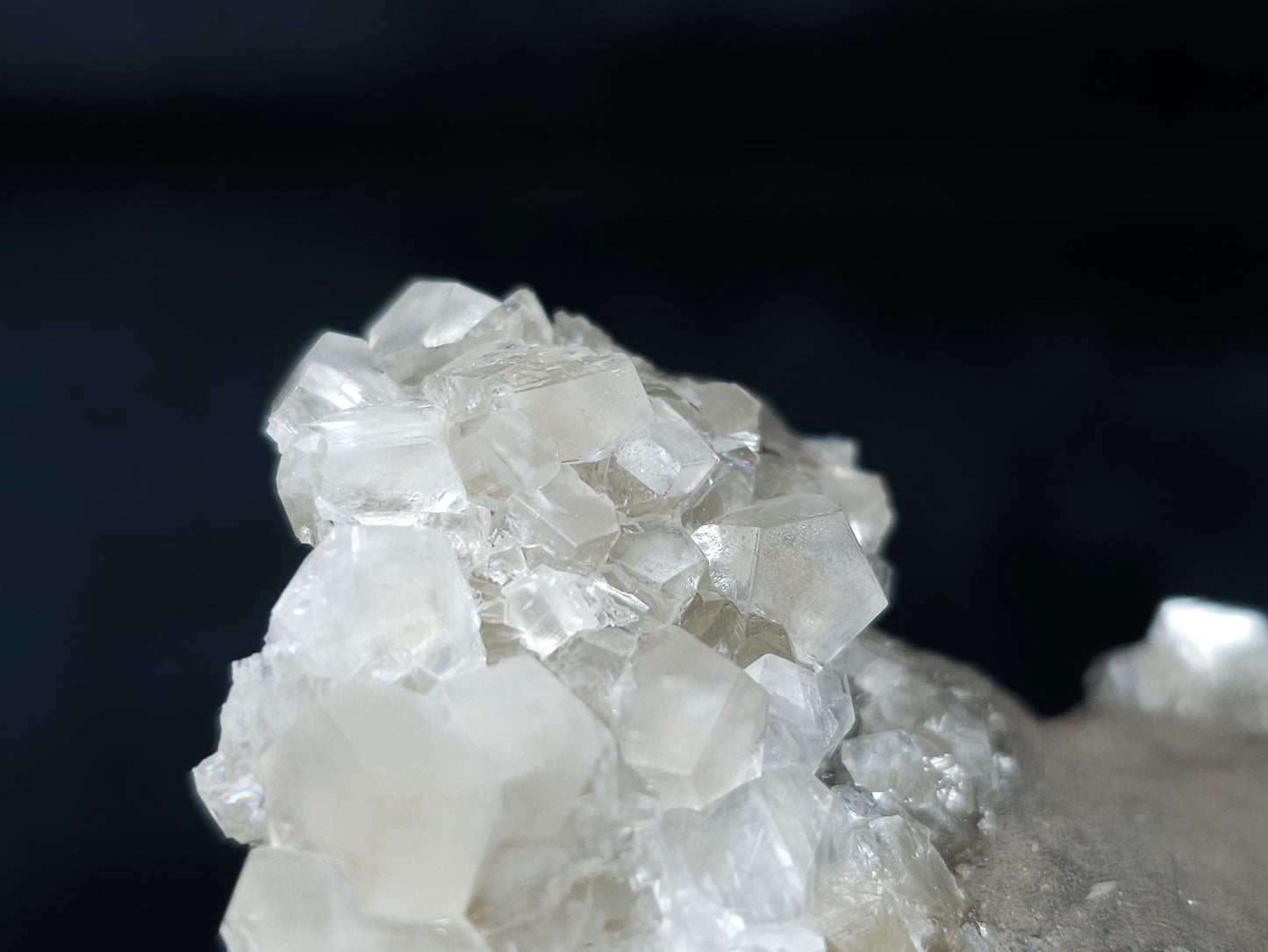 #33637 Super clear Nailhead Spar Calcite tiny cluster and  Chalcopyrite ore and multiple small fossils in the matrix