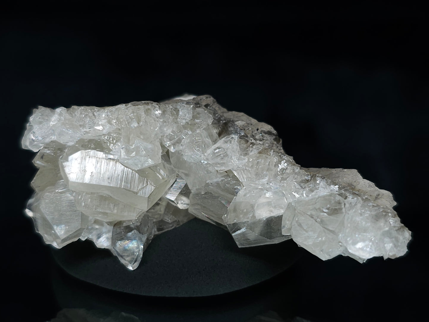 #33642 Super clear Nailhead Spar Calcite tiny cluster and Chalcopyrite ore and multiple small fossils in the matrix
