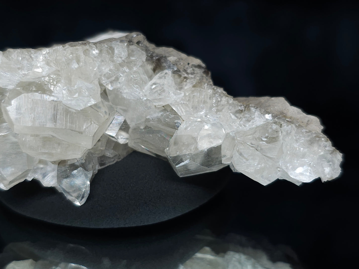 #33642 Super clear Nailhead Spar Calcite tiny cluster and Chalcopyrite ore and multiple small fossils in the matrix