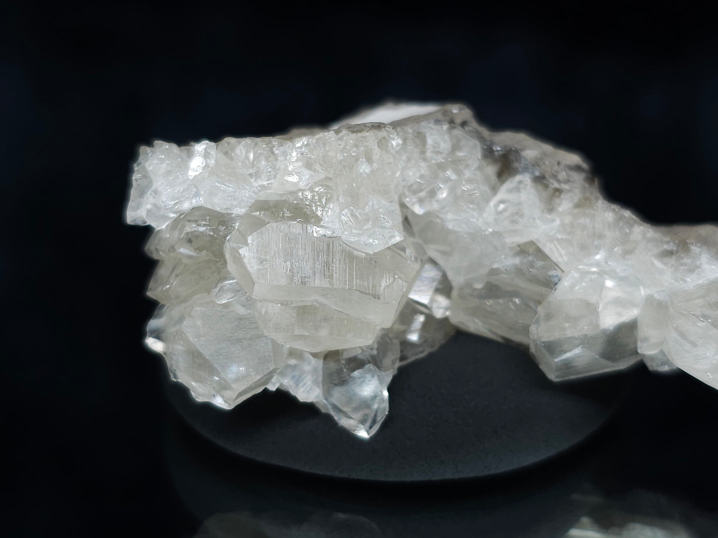 #33642 Super clear Nailhead Spar Calcite tiny cluster and Chalcopyrite ore and multiple small fossils in the matrix
