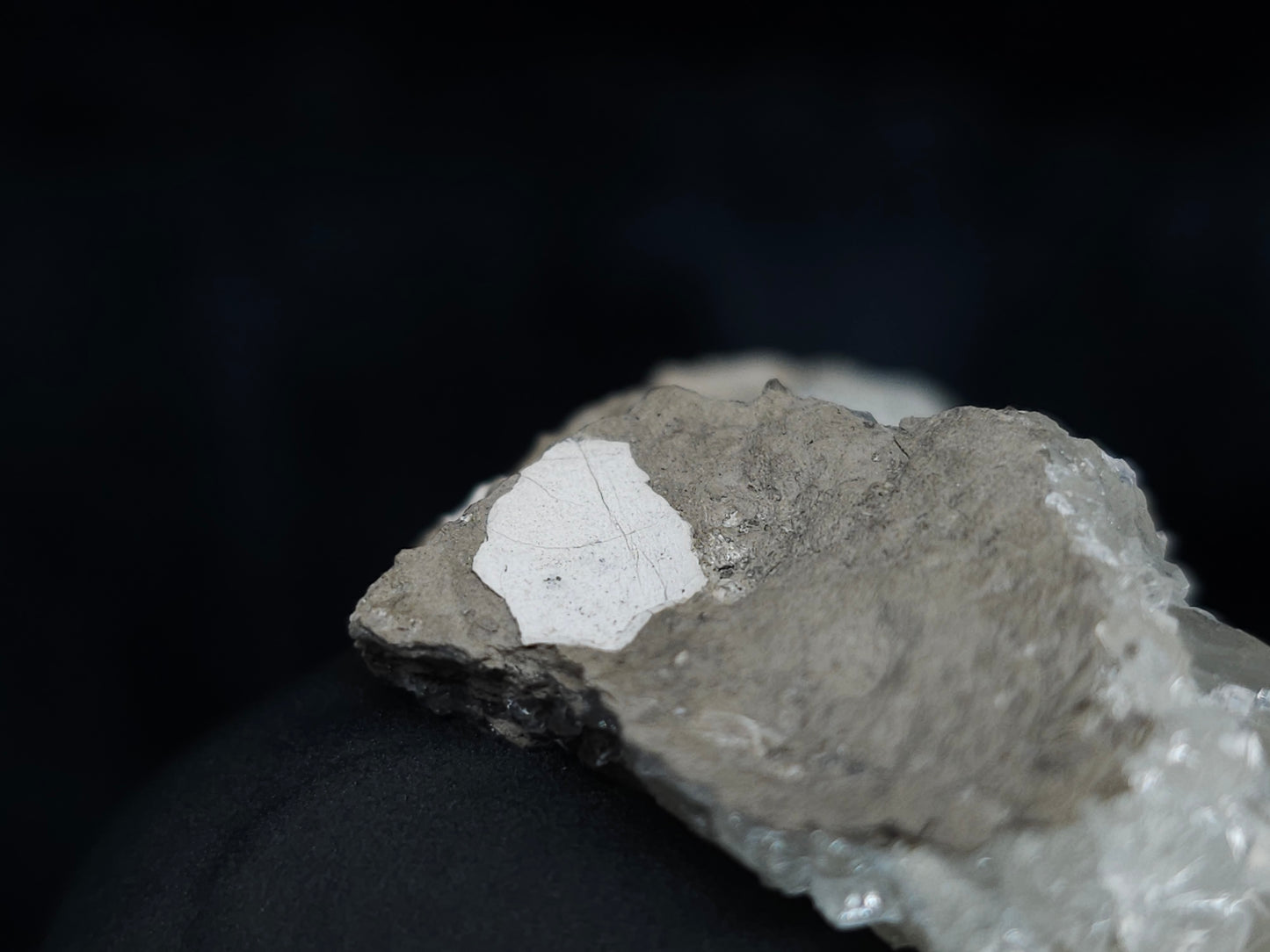 #33642 Super clear Nailhead Spar Calcite tiny cluster and Chalcopyrite ore and multiple small fossils in the matrix