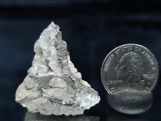 #33649 Super clear Nailhead Spar Calcite tiny cluster and Chalcopyrite ore and multiple small fossils in the matrix