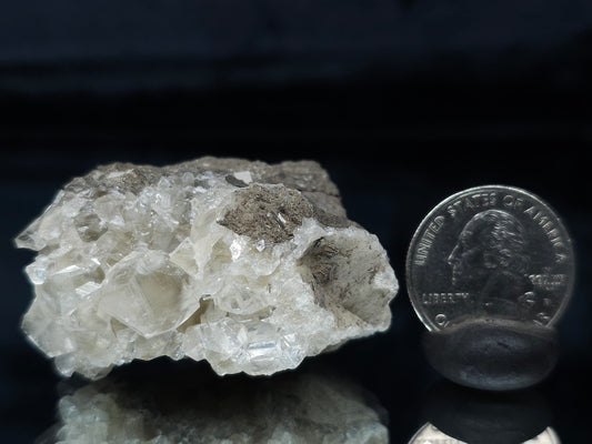 #33655 Super clear Nailhead Spar Calcite cluster and Chalcopyrite ore and multiple small fossils in the matrix