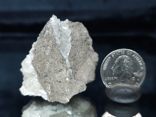 #33656  Super clear Nailhead Spar Calcite cluster and Chalcopyrite ore and multiple small fossils in the matrix