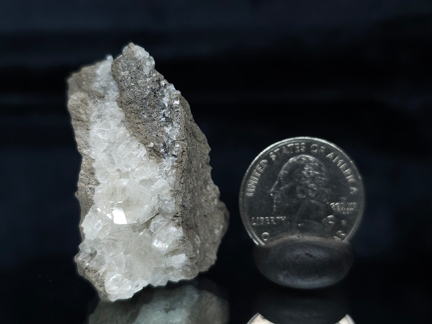 #33656  Super clear Nailhead Spar Calcite cluster and Chalcopyrite ore and multiple small fossils in the matrix