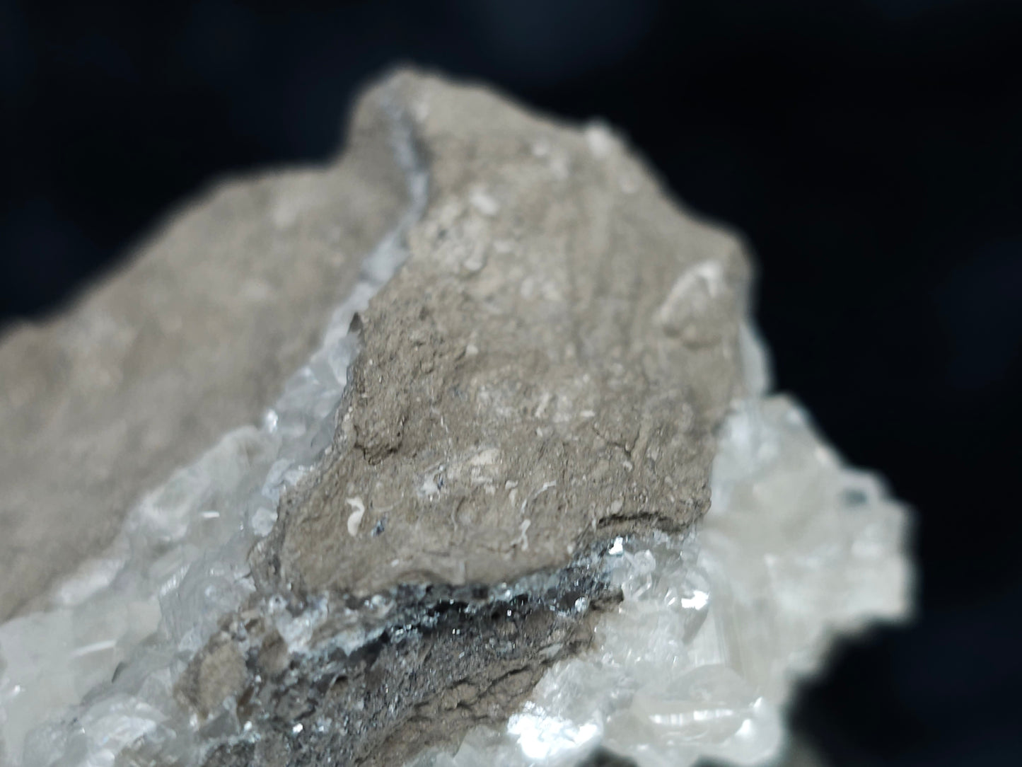#33656  Super clear Nailhead Spar Calcite cluster and Chalcopyrite ore and multiple small fossils in the matrix