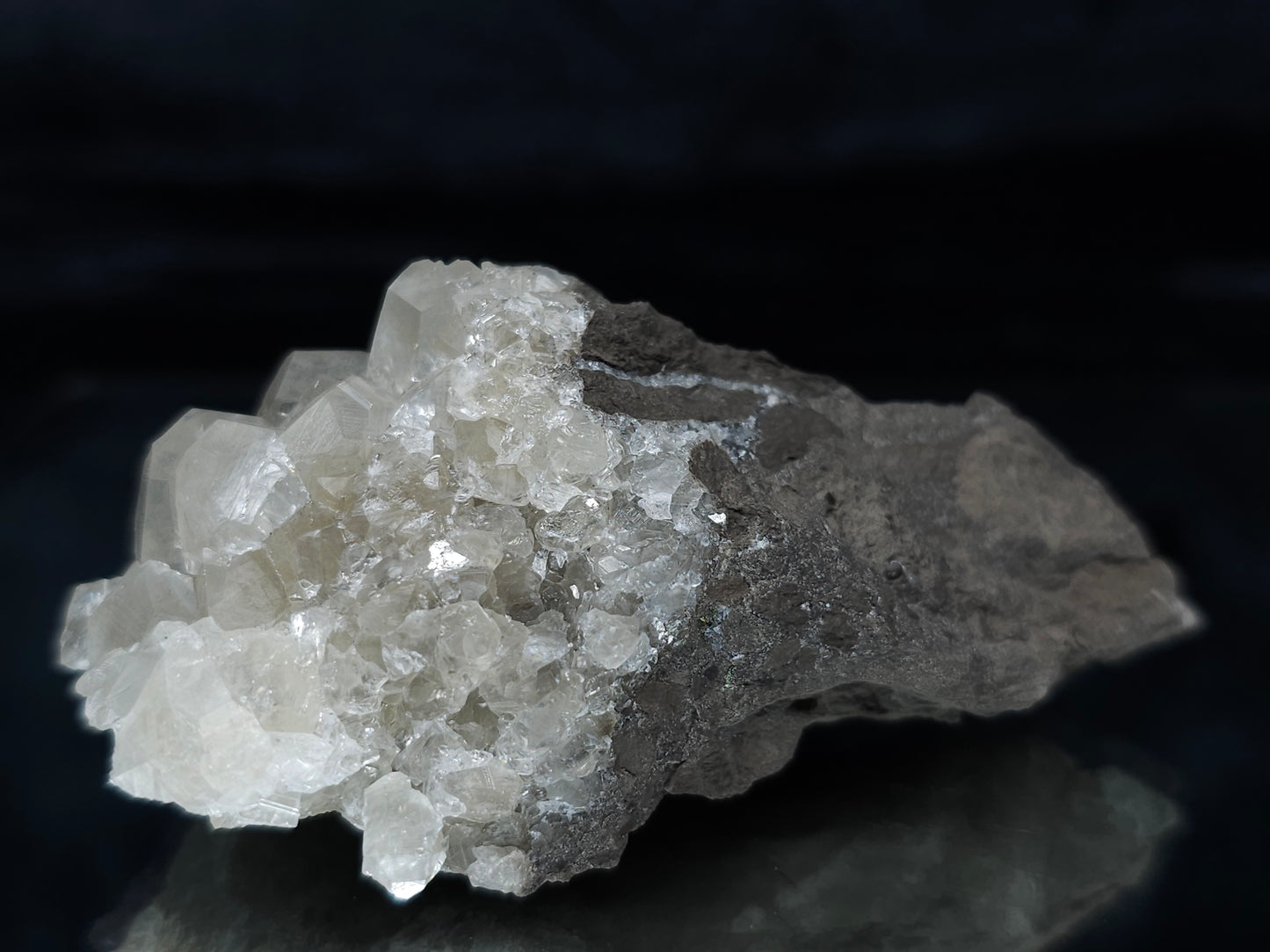 #33660 Super clear Nailhead Spar Calcite cluster and Chalcopyrite ore and multiple small fossils in the matrix