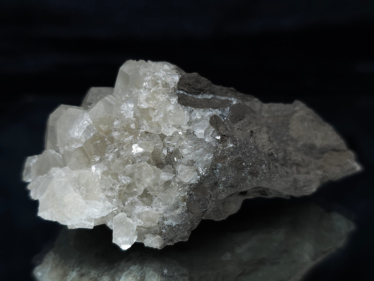 #33660 Super clear Nailhead Spar Calcite cluster and Chalcopyrite ore and multiple small fossils in the matrix