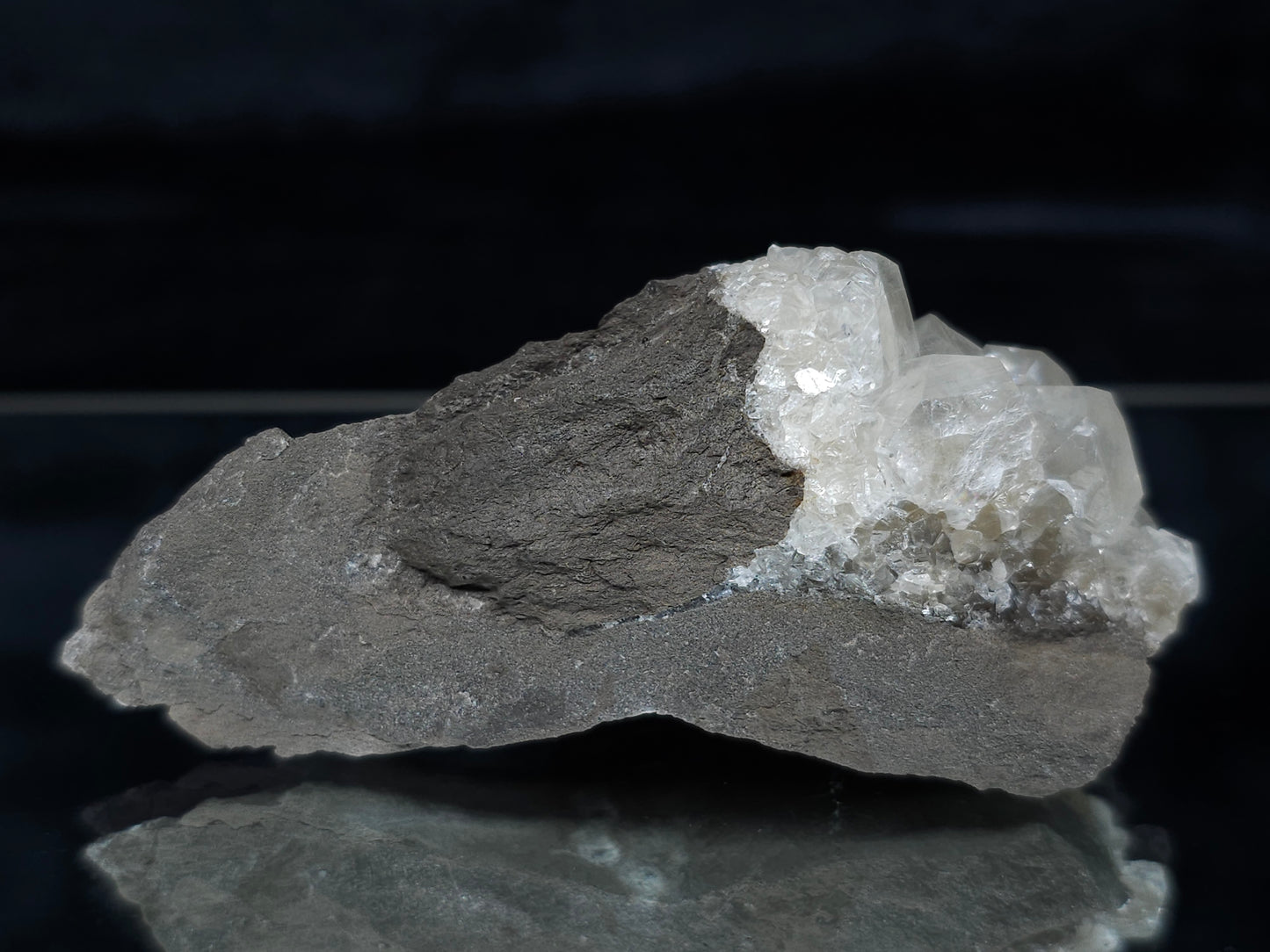 #33660 Super clear Nailhead Spar Calcite cluster and Chalcopyrite ore and multiple small fossils in the matrix