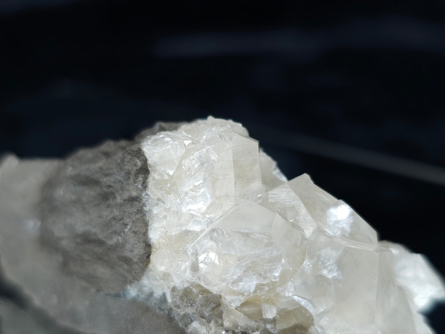 #33660 Super clear Nailhead Spar Calcite cluster and Chalcopyrite ore and multiple small fossils in the matrix