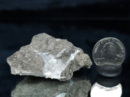 #33661 Super clear Nailhead Spar Calcite cluster and  Chalcopyrite ore and multiple small fossils in the matrix