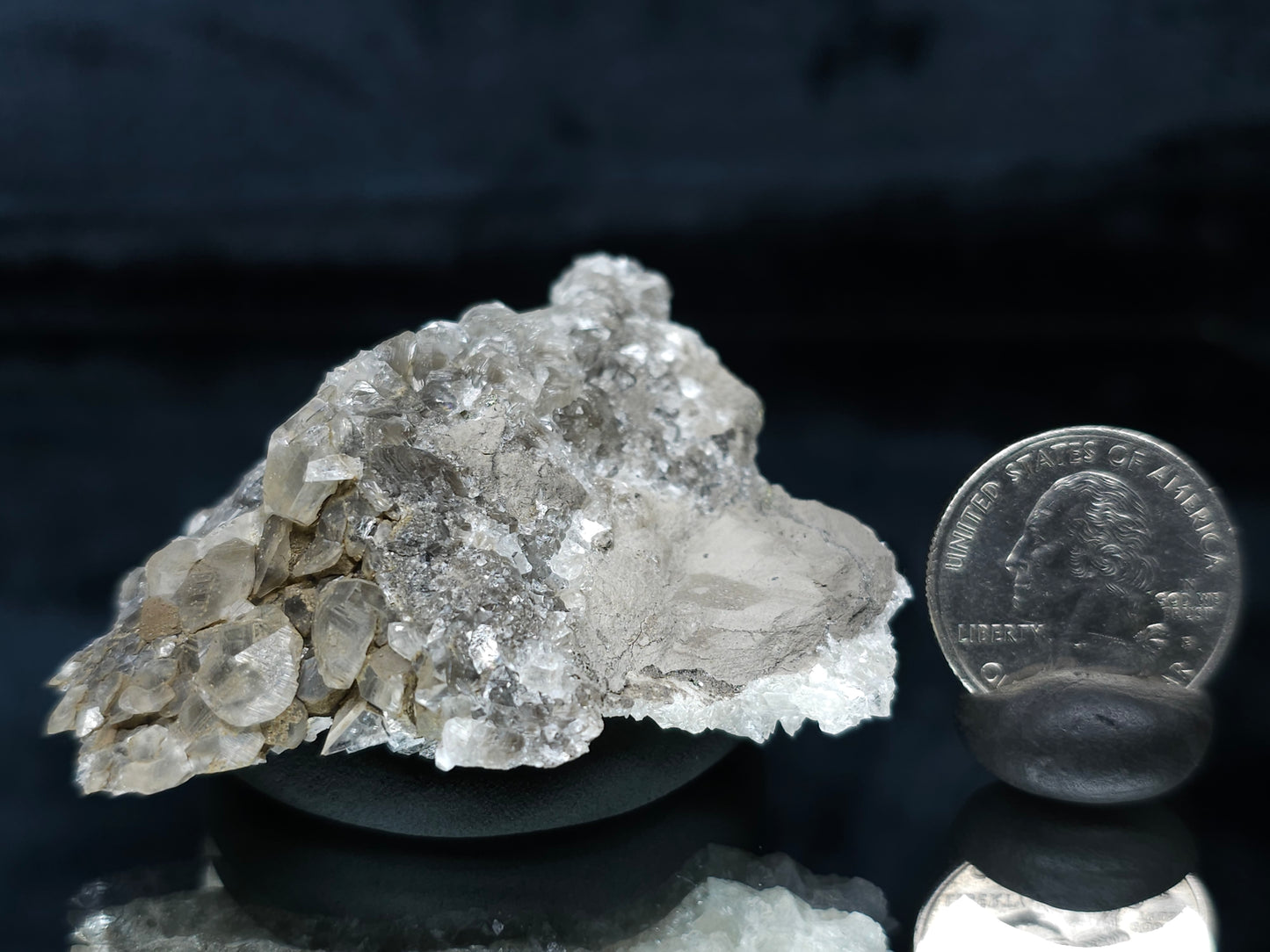 #33666  Double phantom Nailhead Spar Calcite cluster with Chalcopyrite ore and multiple small fossils in the matrix