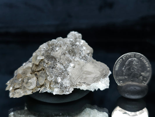 #33666  Double phantom Nailhead Spar Calcite cluster with Chalcopyrite ore and multiple small fossils in the matrix
