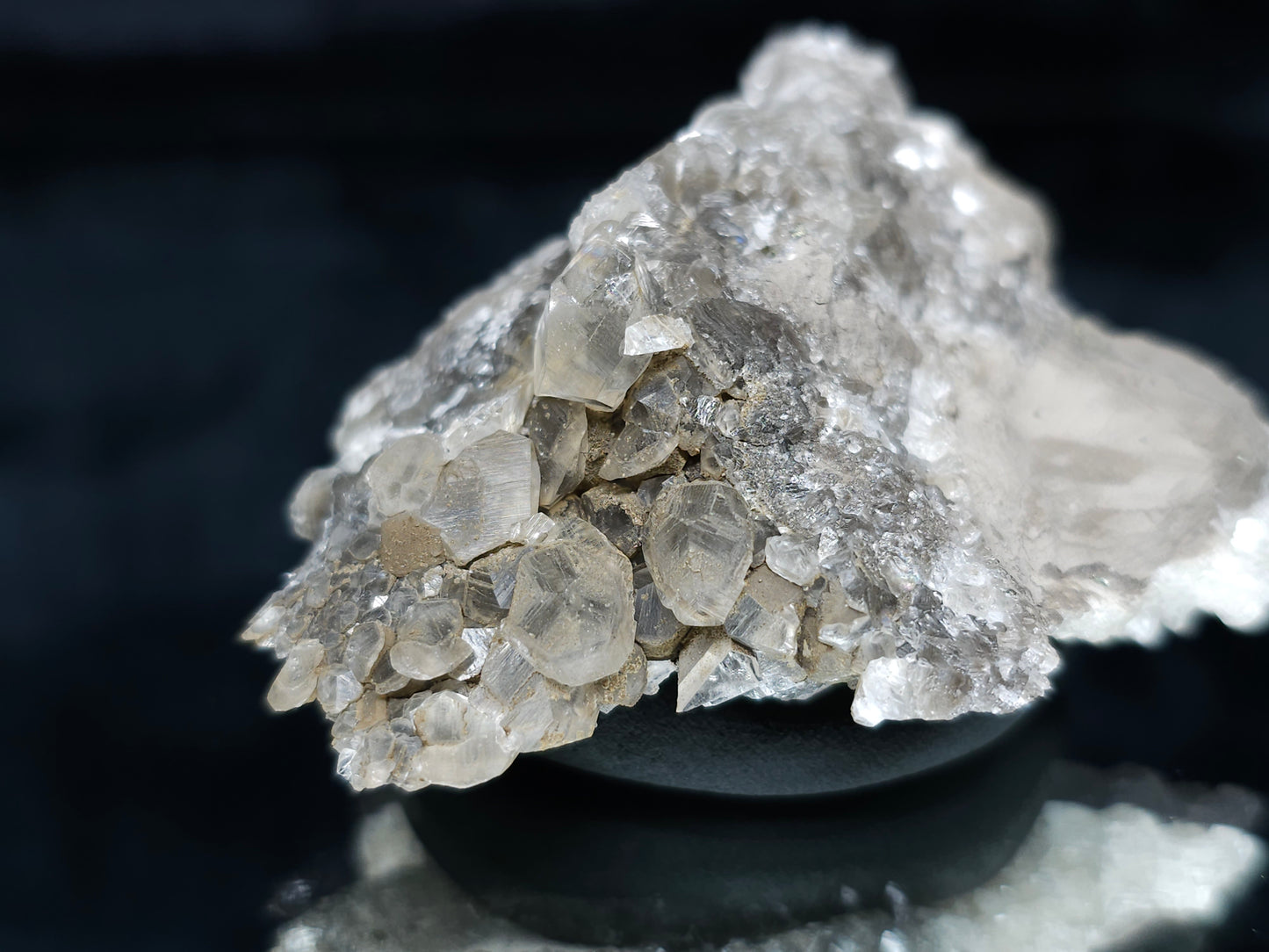 #33666  Double phantom Nailhead Spar Calcite cluster with Chalcopyrite ore and multiple small fossils in the matrix