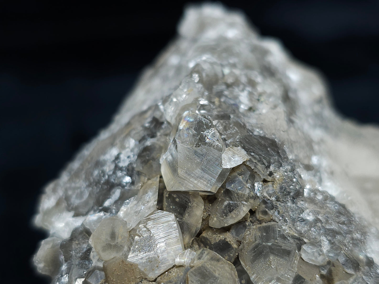 #33666  Double phantom Nailhead Spar Calcite cluster with Chalcopyrite ore and multiple small fossils in the matrix