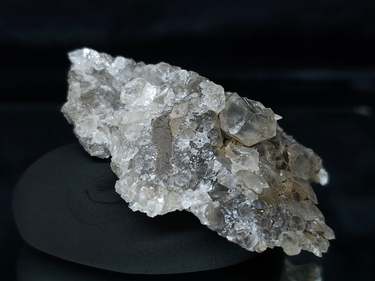 #33666  Double phantom Nailhead Spar Calcite cluster with Chalcopyrite ore and multiple small fossils in the matrix