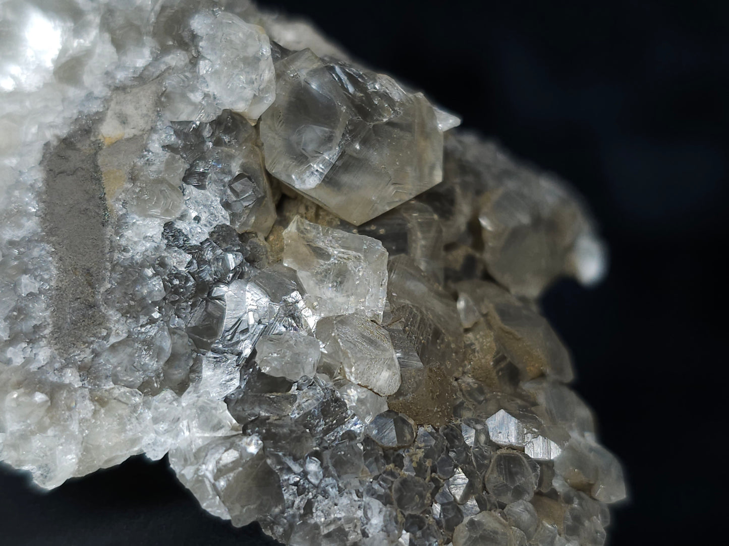 #33666  Double phantom Nailhead Spar Calcite cluster with Chalcopyrite ore and multiple small fossils in the matrix
