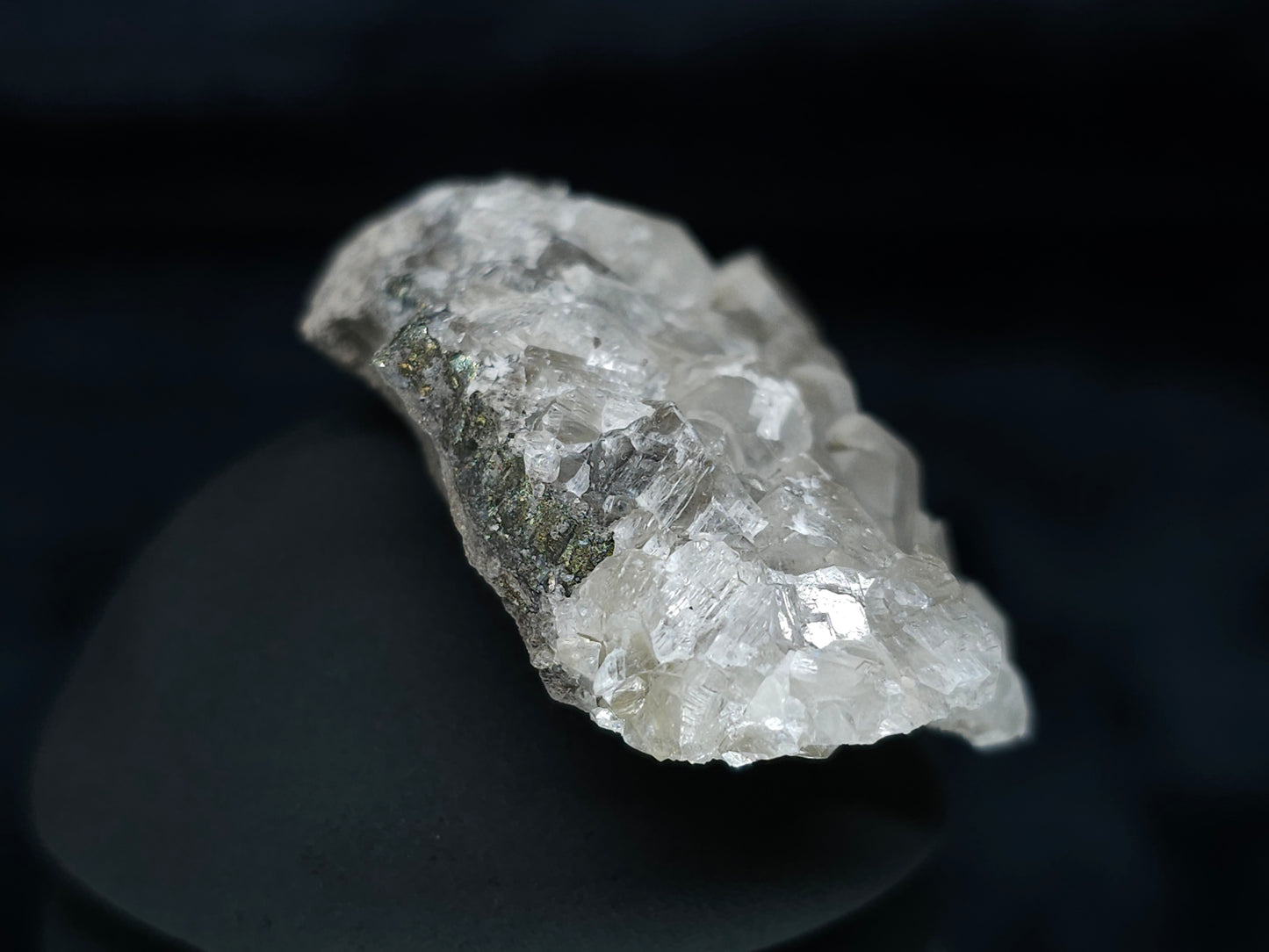 #33669 Super clear Nailhead Spar cluster and Chalcopyrite ore and multiple small fossils in the matrix