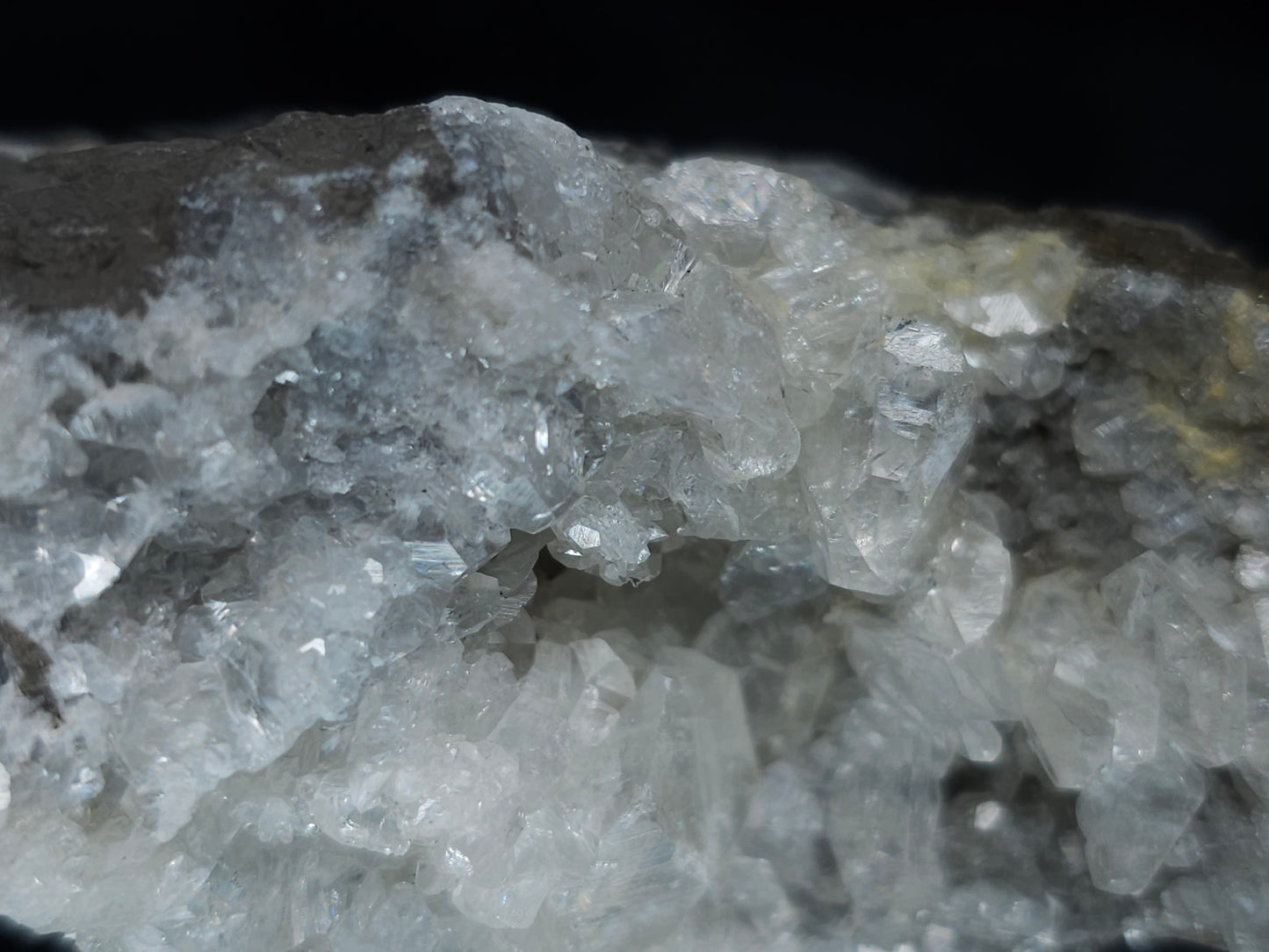 #33672 Super clear Nailhead Spar Calcite cluster and Chalcopyrite ore and multiple small fossils in the matrix