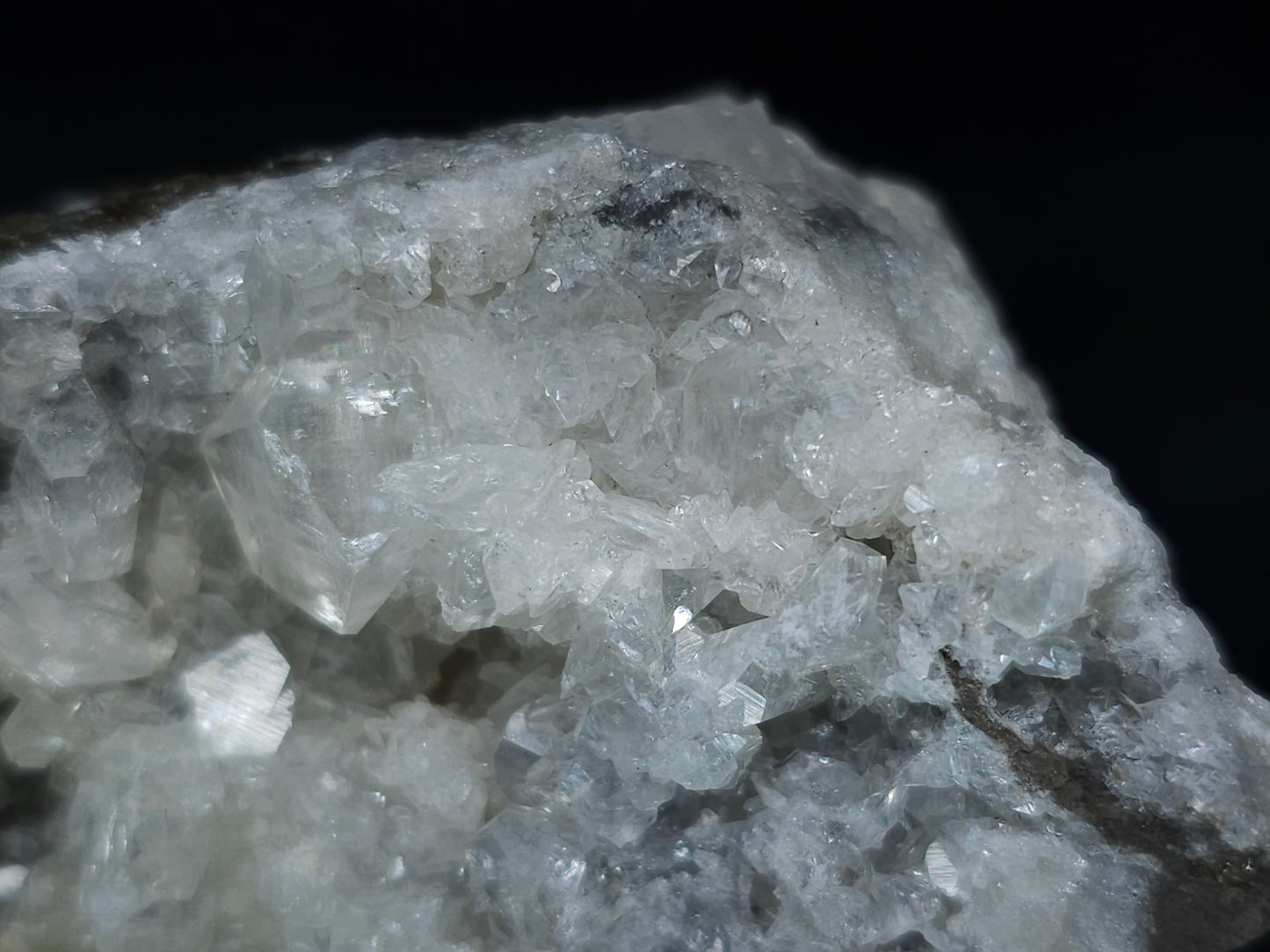 #33672 Super clear Nailhead Spar Calcite cluster and Chalcopyrite ore and multiple small fossils in the matrix