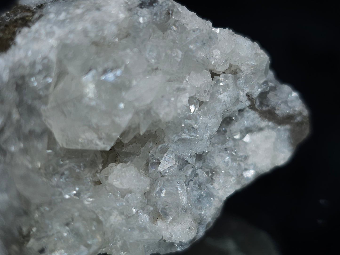 #33672 Super clear Nailhead Spar Calcite cluster and Chalcopyrite ore and multiple small fossils in the matrix
