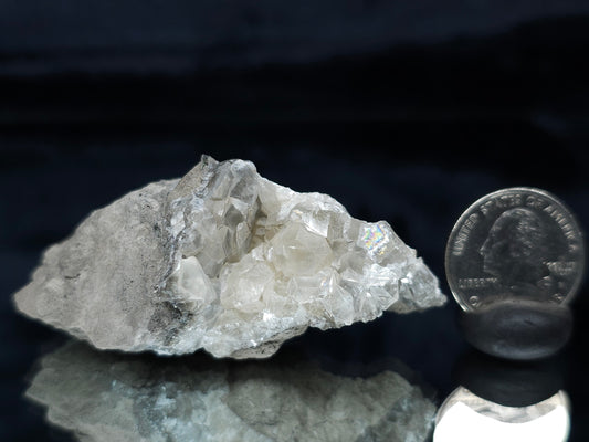 #33674 Super clear Nailhead Spar Calcite cluster and Chalcopyrite ore and multiple small fossils in the matrix