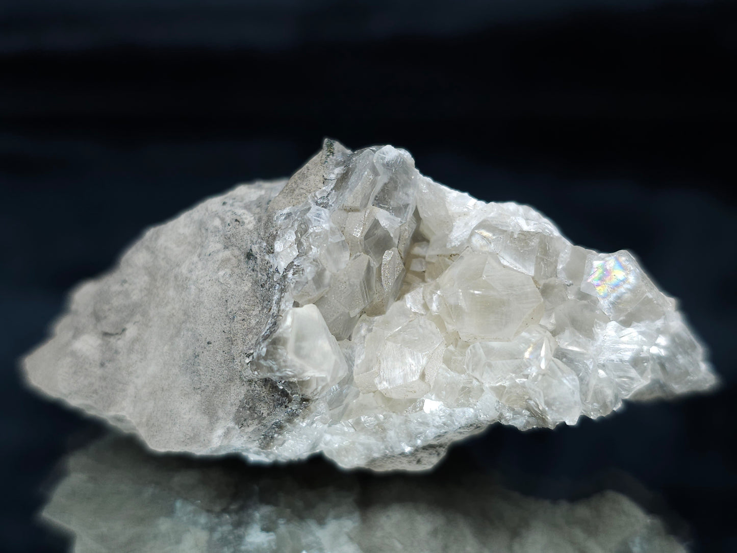 #33674 Super clear Nailhead Spar Calcite cluster and Chalcopyrite ore and multiple small fossils in the matrix