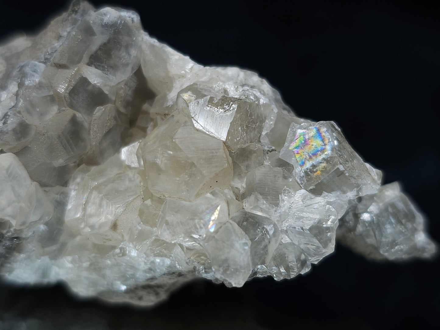 #33674 Super clear Nailhead Spar Calcite cluster and Chalcopyrite ore and multiple small fossils in the matrix