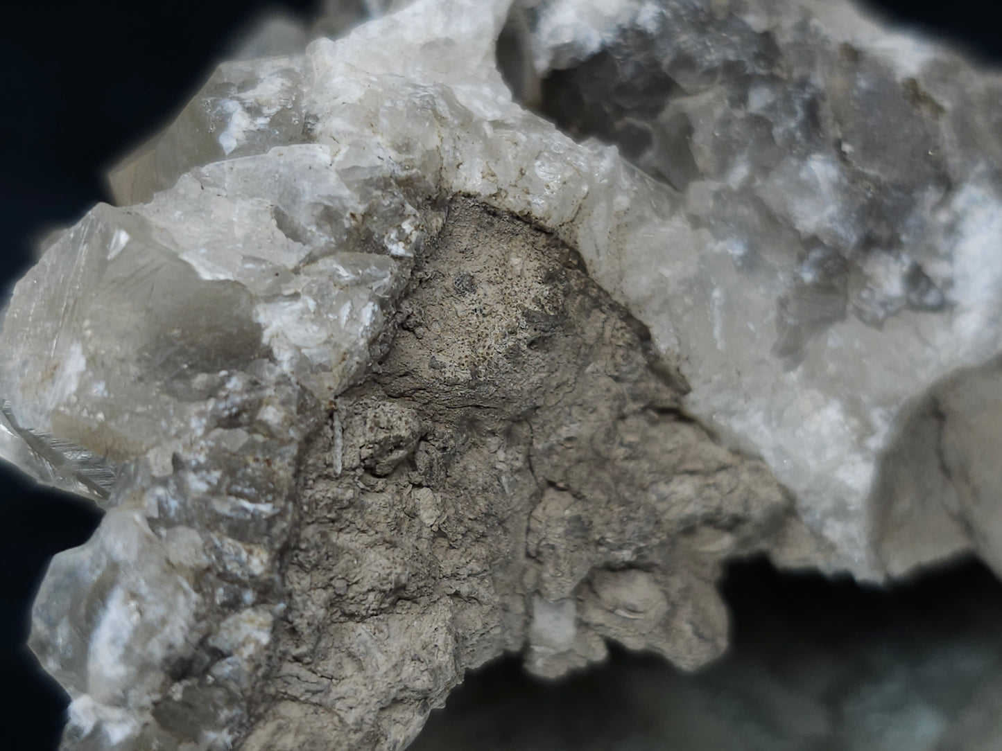 #33674 Super clear Nailhead Spar Calcite cluster and Chalcopyrite ore and multiple small fossils in the matrix