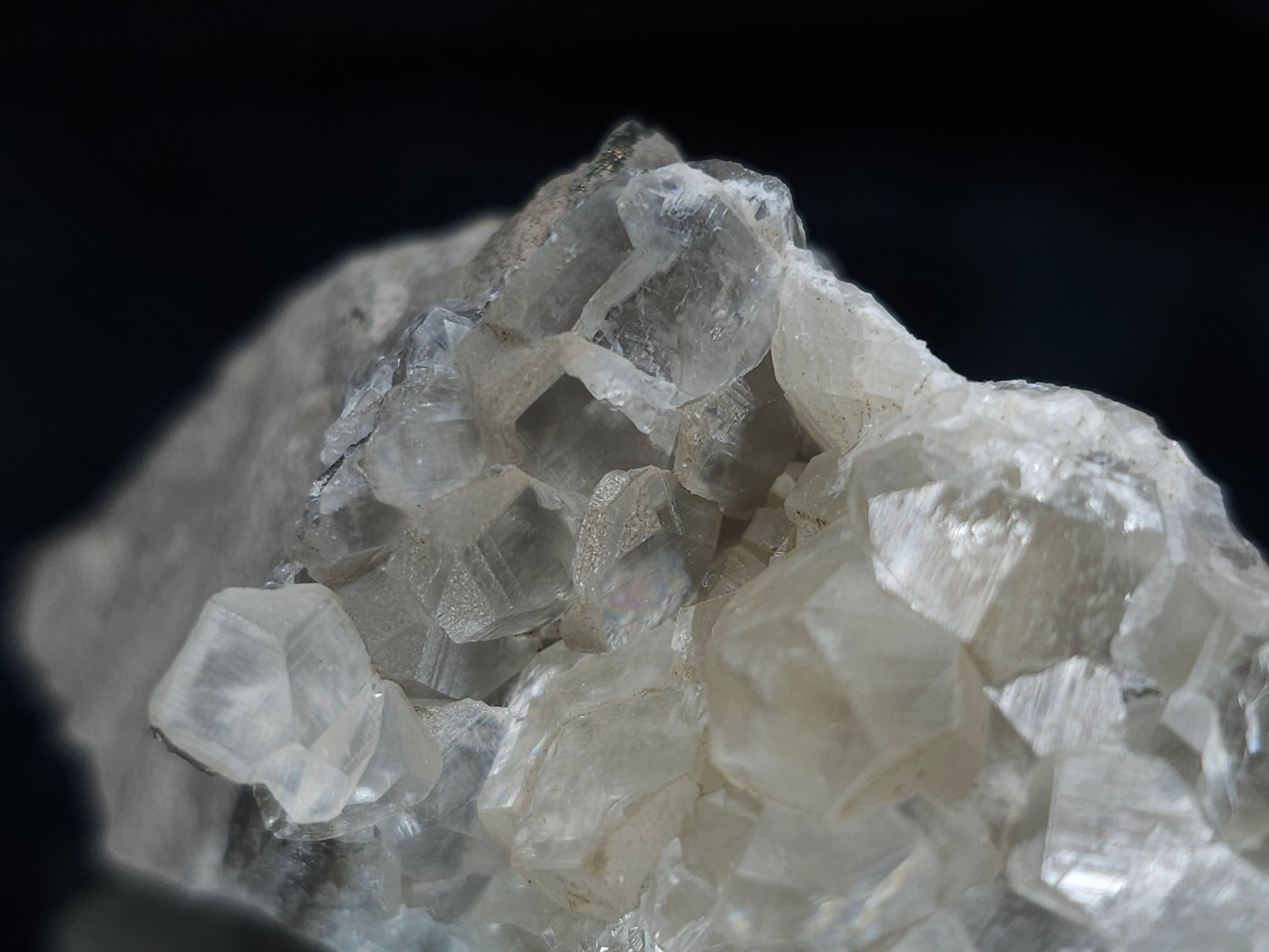 #33674 Super clear Nailhead Spar Calcite cluster and Chalcopyrite ore and multiple small fossils in the matrix