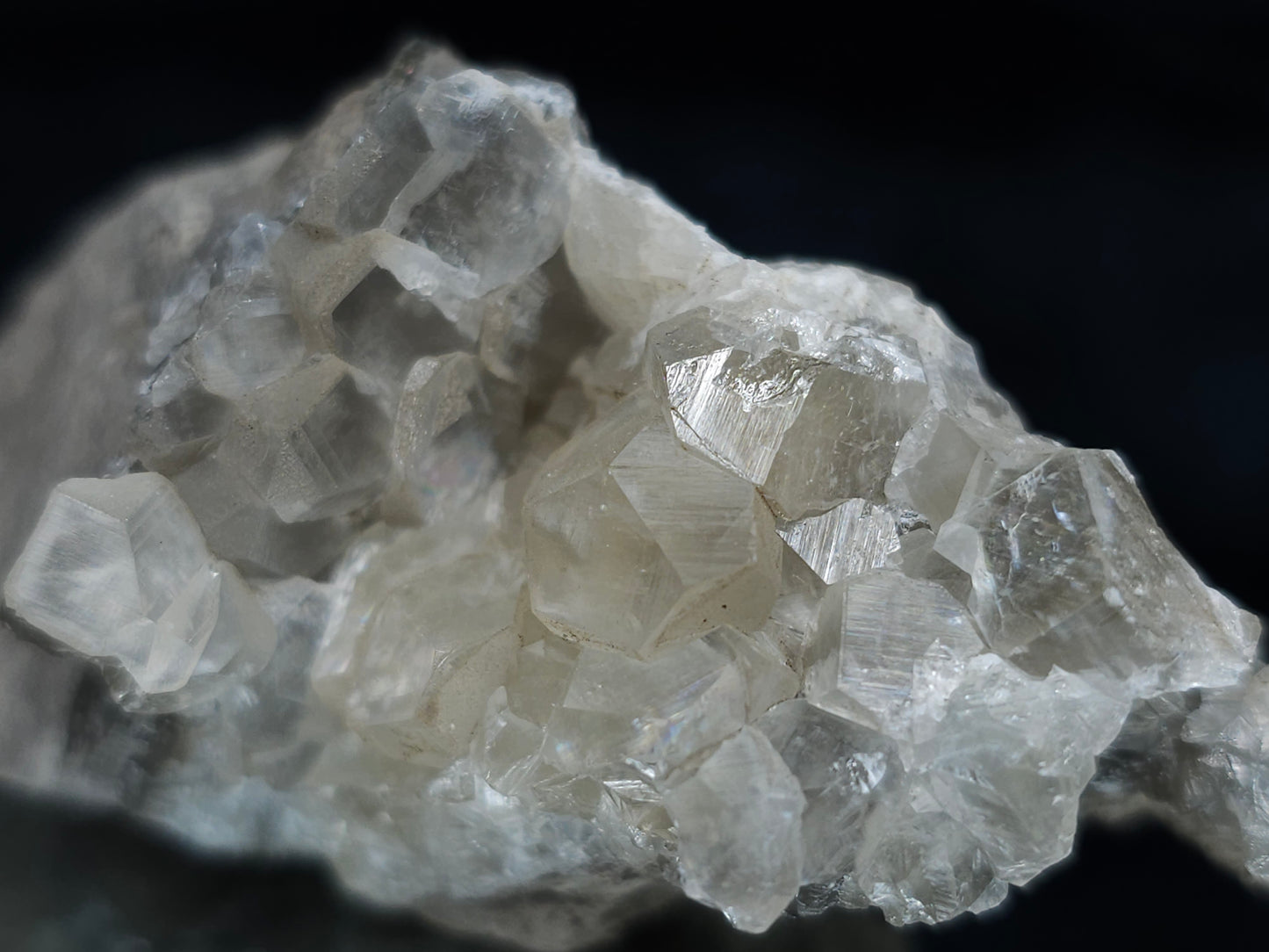#33674 Super clear Nailhead Spar Calcite cluster and Chalcopyrite ore and multiple small fossils in the matrix