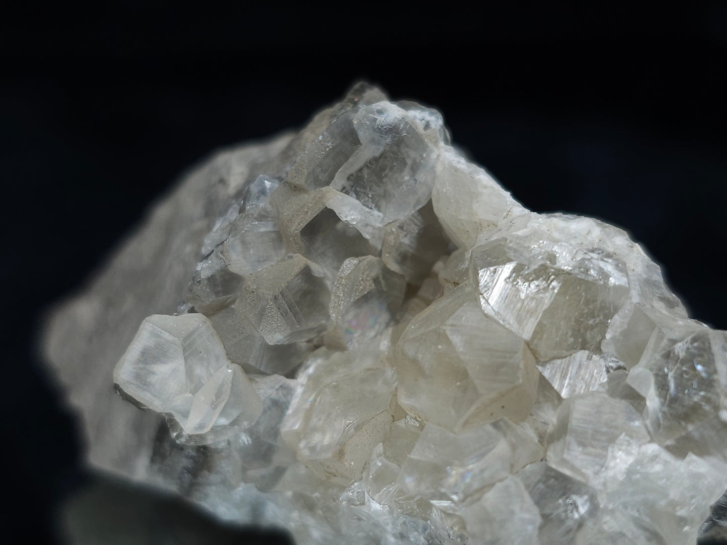 #33674 Super clear Nailhead Spar Calcite cluster and Chalcopyrite ore and multiple small fossils in the matrix