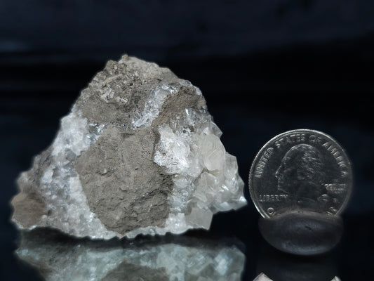 #33675 Super clear Nailhead Spar Calcite cluster and Chalcopyrite ore and multiple small fossils in the matrix