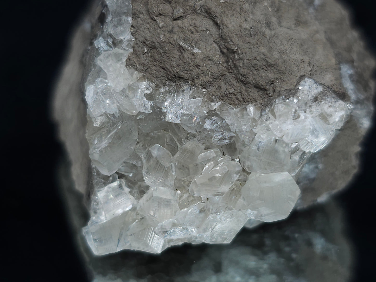 #33675 Super clear Nailhead Spar Calcite cluster and Chalcopyrite ore and multiple small fossils in the matrix