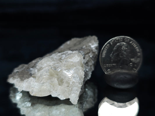 #33676 Super clear Nailhead Spar Calcite cluster and Chalcopyrite ore and multiple small fossils in the matrix
