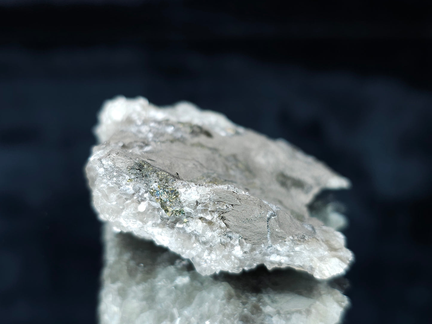 #33676 Super clear Nailhead Spar Calcite cluster and Chalcopyrite ore and multiple small fossils in the matrix