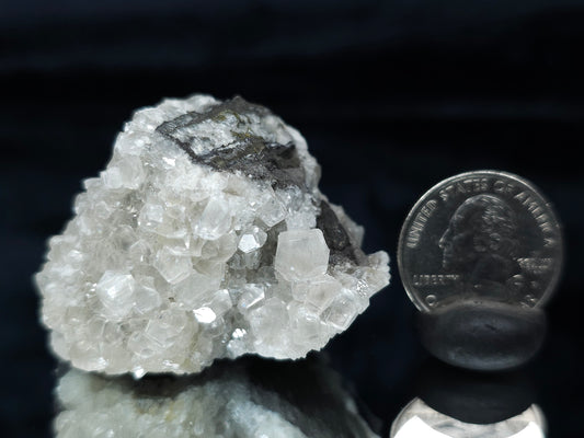 #33677  Super clear Nailhead Spar Calcite cluster and Chalcopyrite ore and multiple small fossils in the matrix