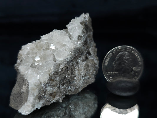 #33678 Super clear Nailhead Spar Calcite cluster and Chalcopyrite ore and multiple small fossils in the matrix