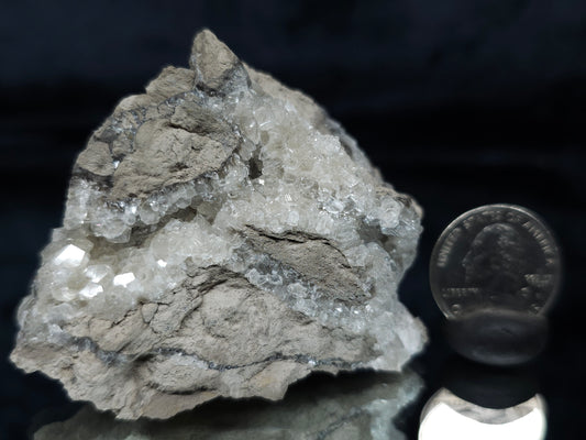 #33681  Super clear Nailhead Spar Calcite cluster and geode it also have Chalcopyrite ore and multiple small fossils in the matrix
