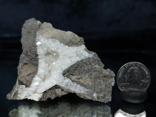 #33680  Super clear Nailhead Spar Calcite cluster and Chalcopyrite ore and multiple small fossils in the matrix