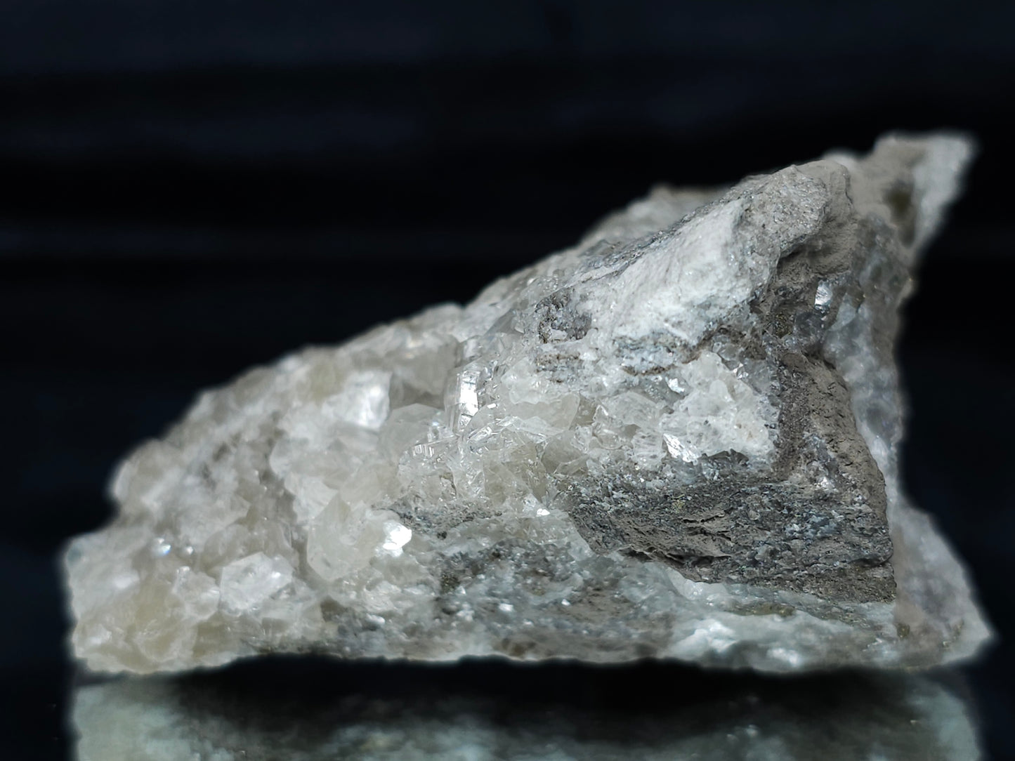 #33684 Super clear Nailhead Calcite Spar cluster and Chalcopyrite ore and multiple small fossils in the matrix