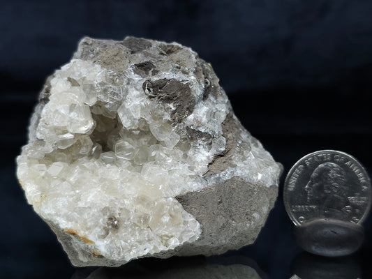 #33691 Super clear Nailhead Spar Calcite geode and Chalcopyrite ore and multiple small fossils in the matrix