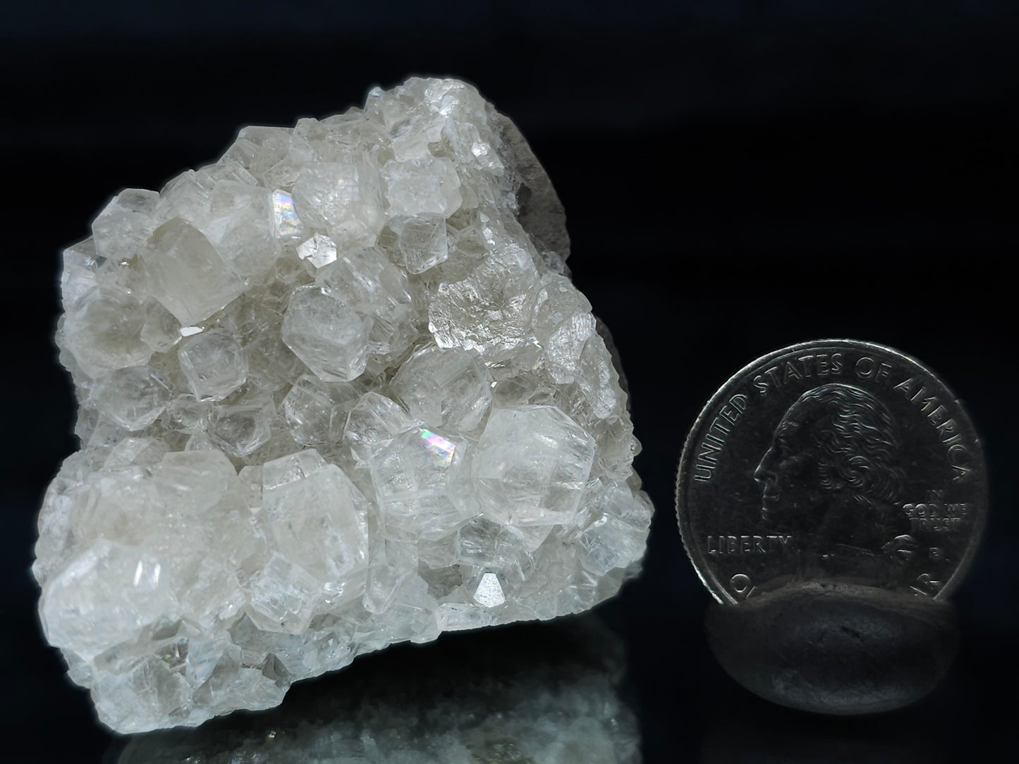 #33690 Super clear Nailhead Spar Calcite cluster and Chalcopyrite ore and multiple small fossils in the matrix