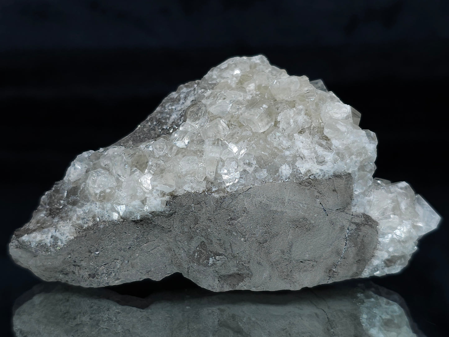 #33690 Super clear Nailhead Spar Calcite cluster and Chalcopyrite ore and multiple small fossils in the matrix