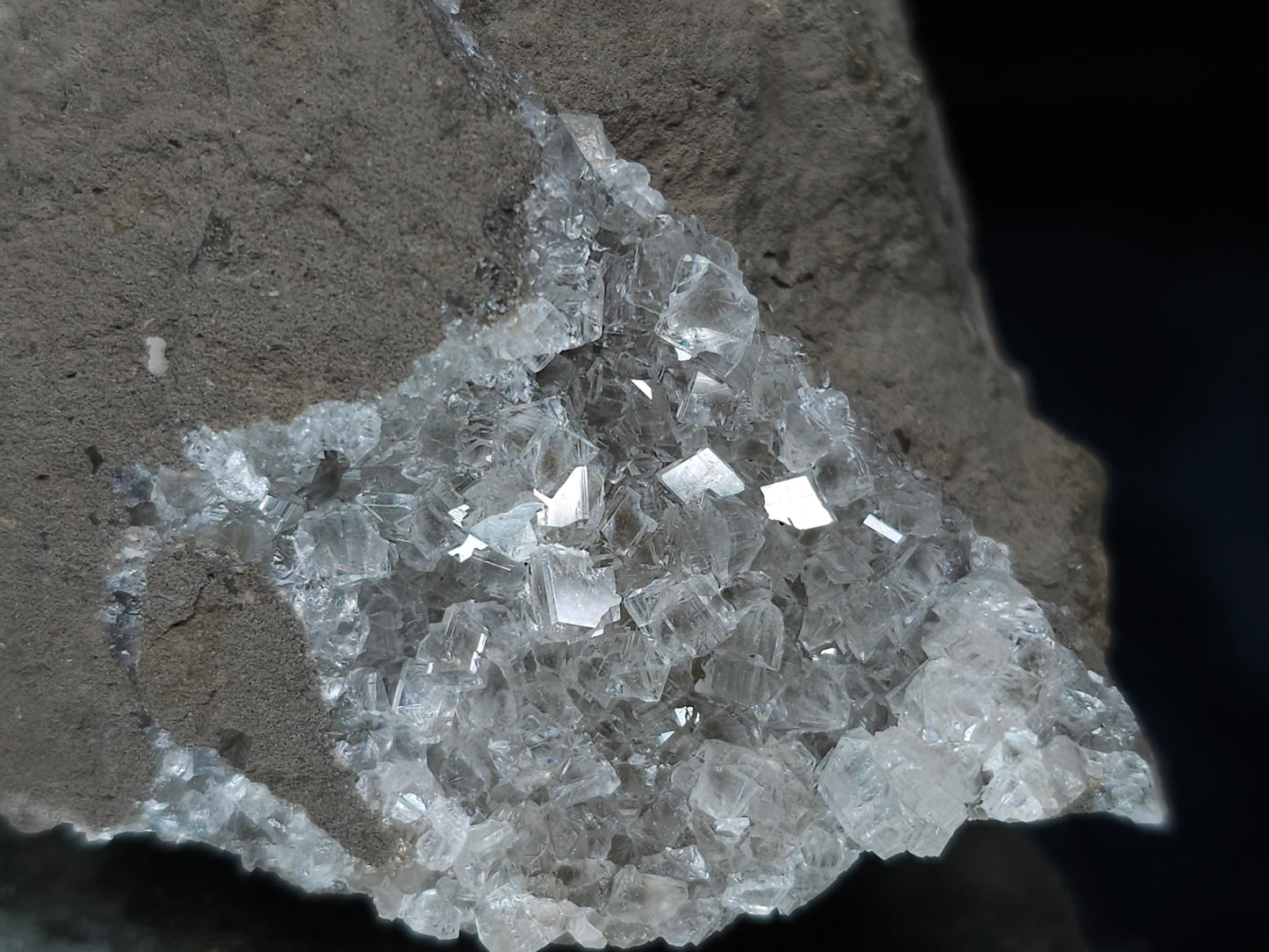 #33687 Super clear Nailhead Spar Calcite cluster and Chalcopyrite ore and multiple small fossils in the matrix