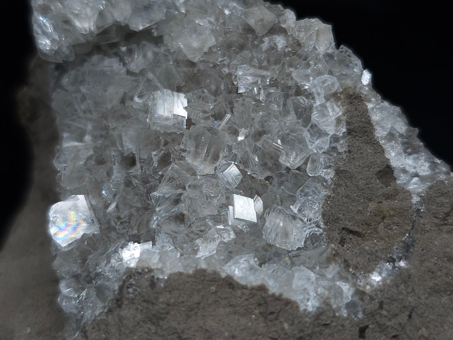 #33687 Super clear Nailhead Spar Calcite cluster and Chalcopyrite ore and multiple small fossils in the matrix