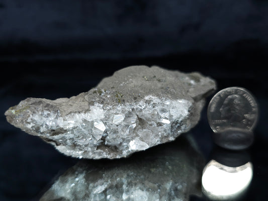 #33694 Super clear Nailhead Spar Calcite cluster and Chalcopyrite ore and multiple small fossils in the matrix