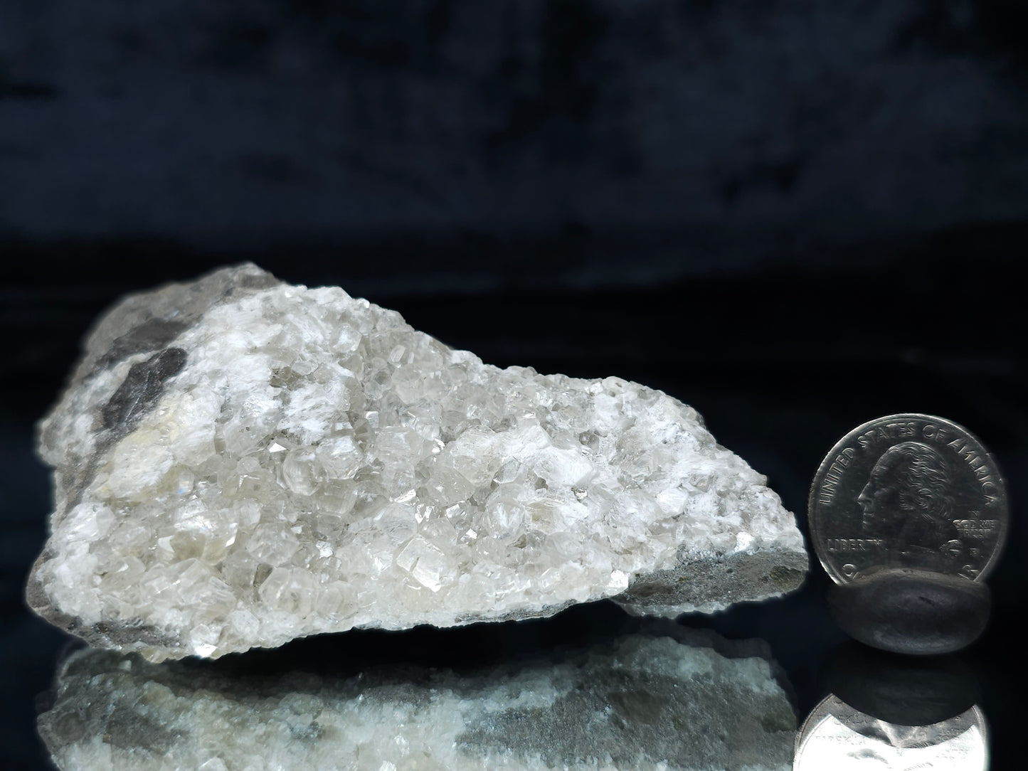 #33695 Super clear Nailhead Spar Calcite cluster and Chalcopyrite ore and multiple small fossils in the matrix