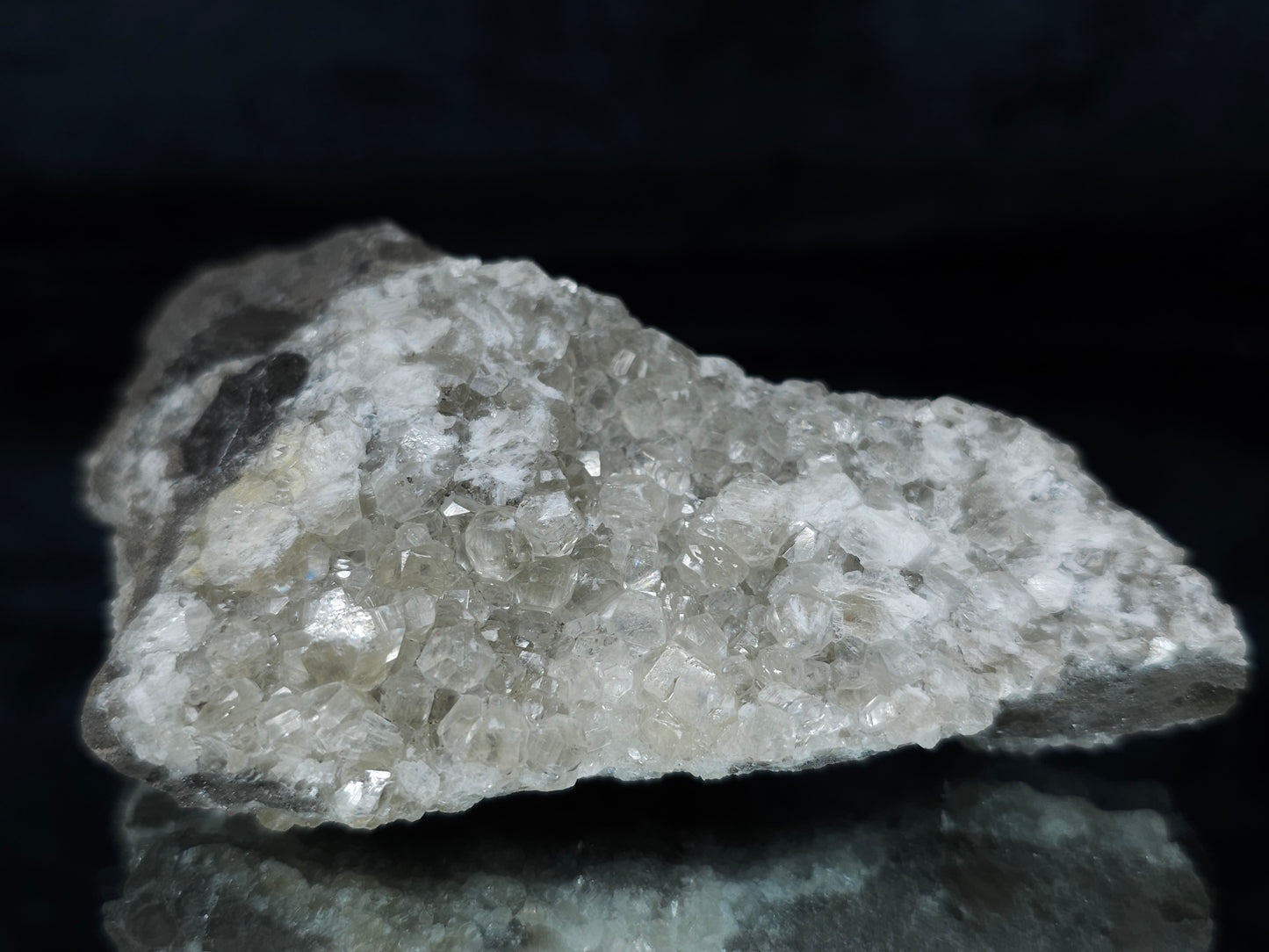 #33695 Super clear Nailhead Spar Calcite cluster and Chalcopyrite ore and multiple small fossils in the matrix