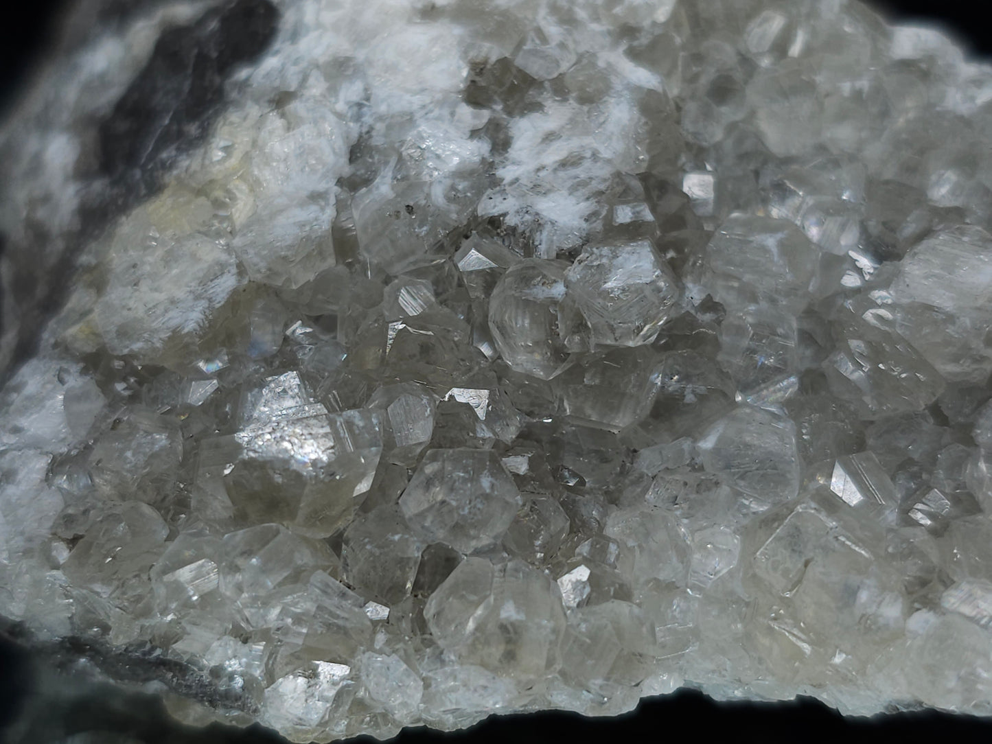 #33695 Super clear Nailhead Spar Calcite cluster and Chalcopyrite ore and multiple small fossils in the matrix
